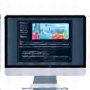 Icon of a computer screen with editing software.